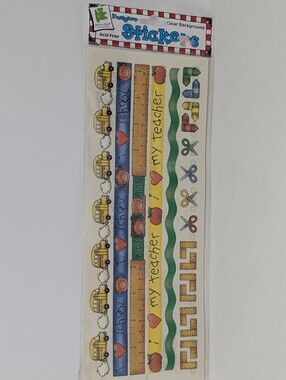 Teacher Themed Decorative Stickers - School Bus, Ruler, Apples